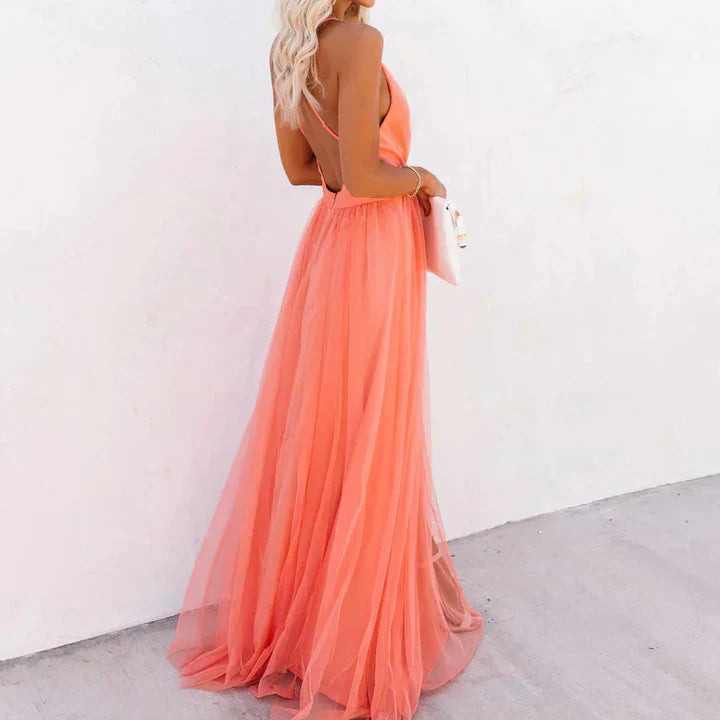 Adela - Vestido Maxi Coral Fluido