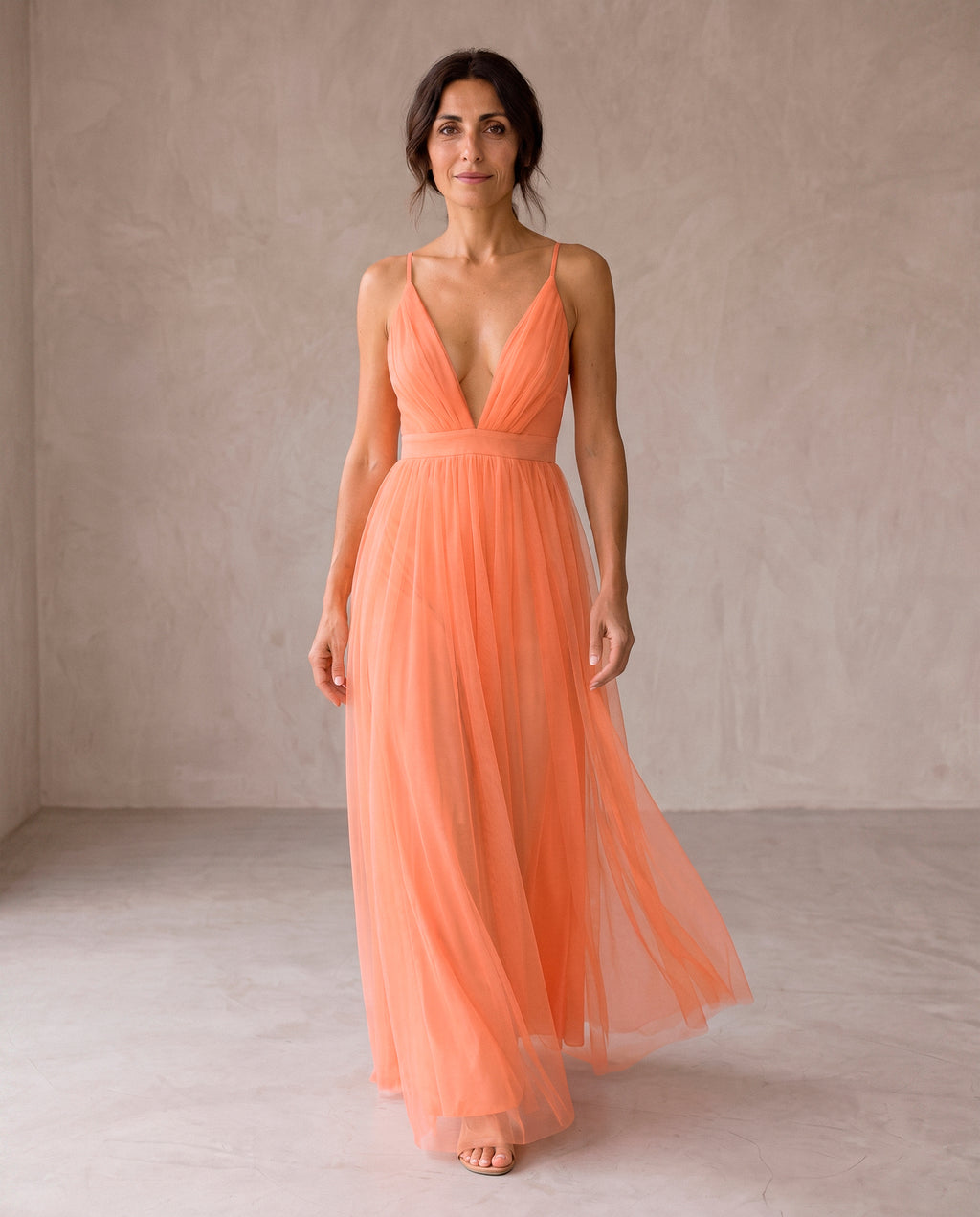 Adela - Vestido Maxi Coral Fluido