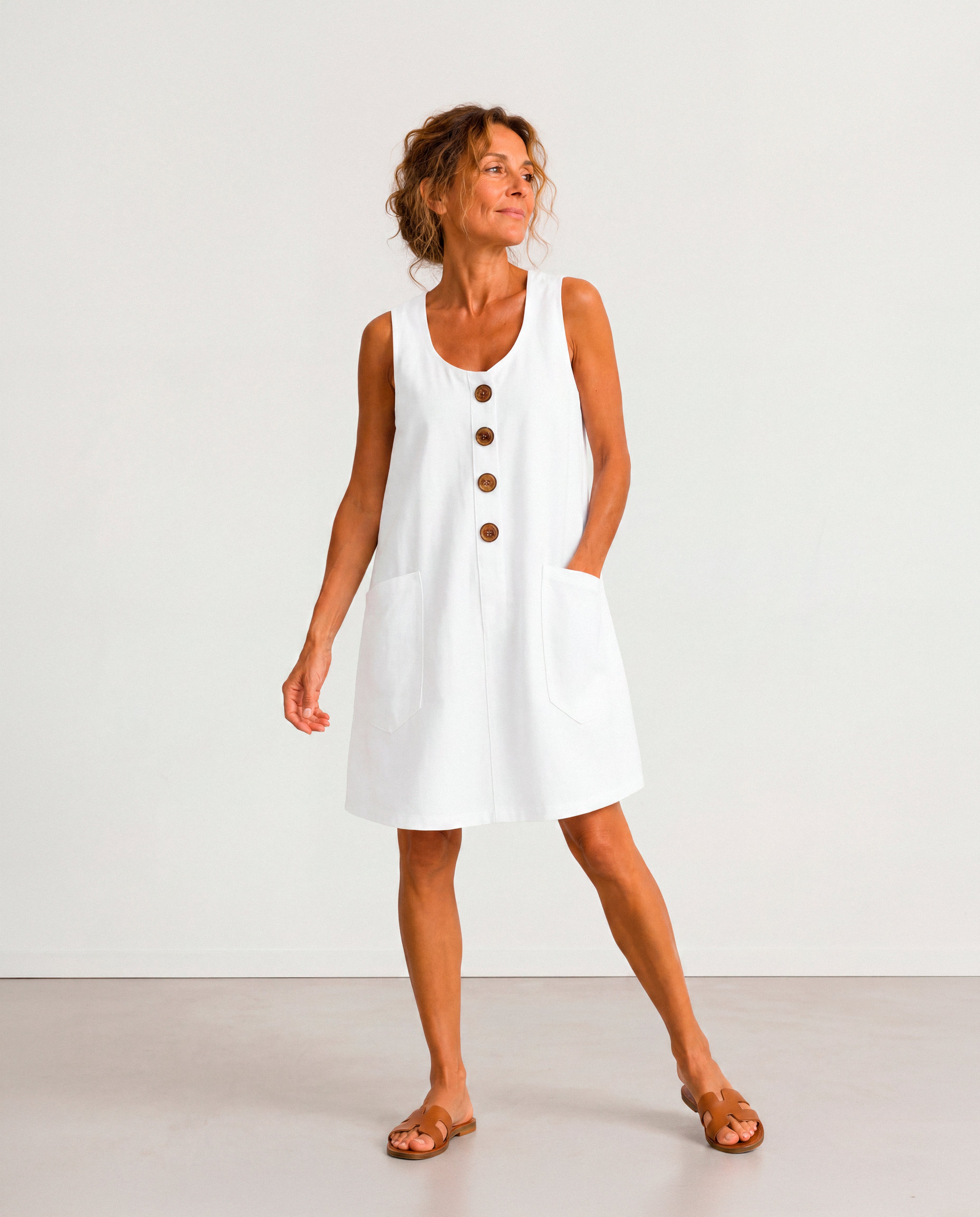 Blanca - Vestido Corto Con Botones