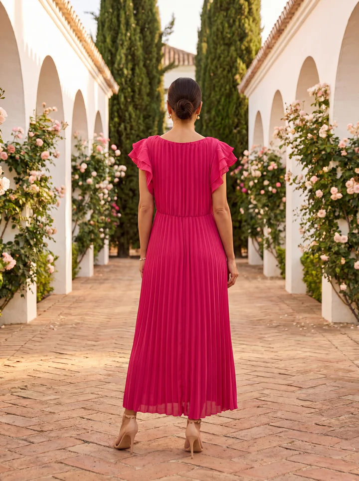 Serena - Vestido Maxi Plisado Con Cintura Anudada