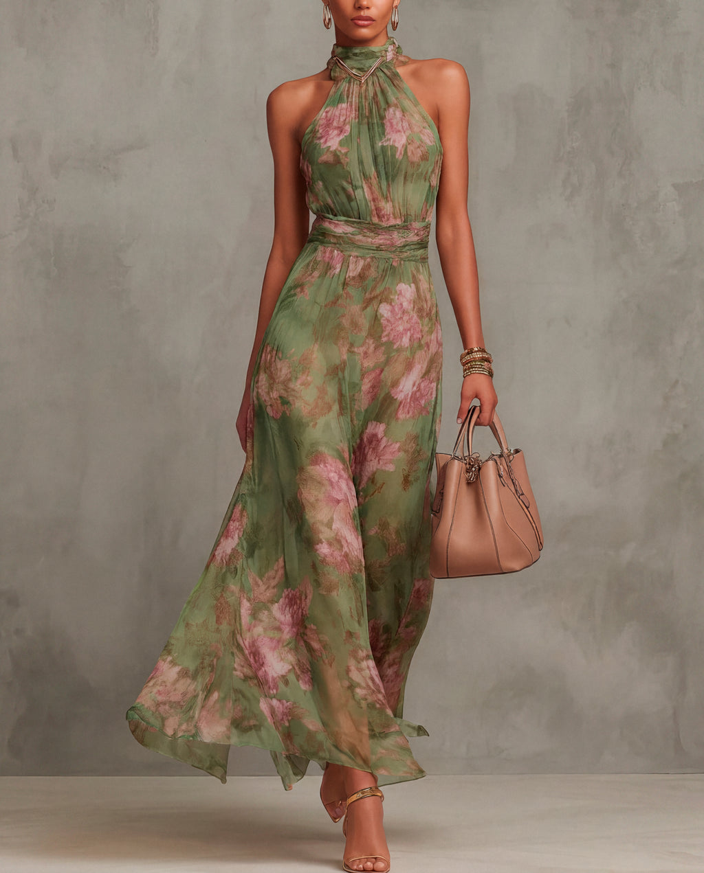 Livia - Vestido Maxi Halter Floral