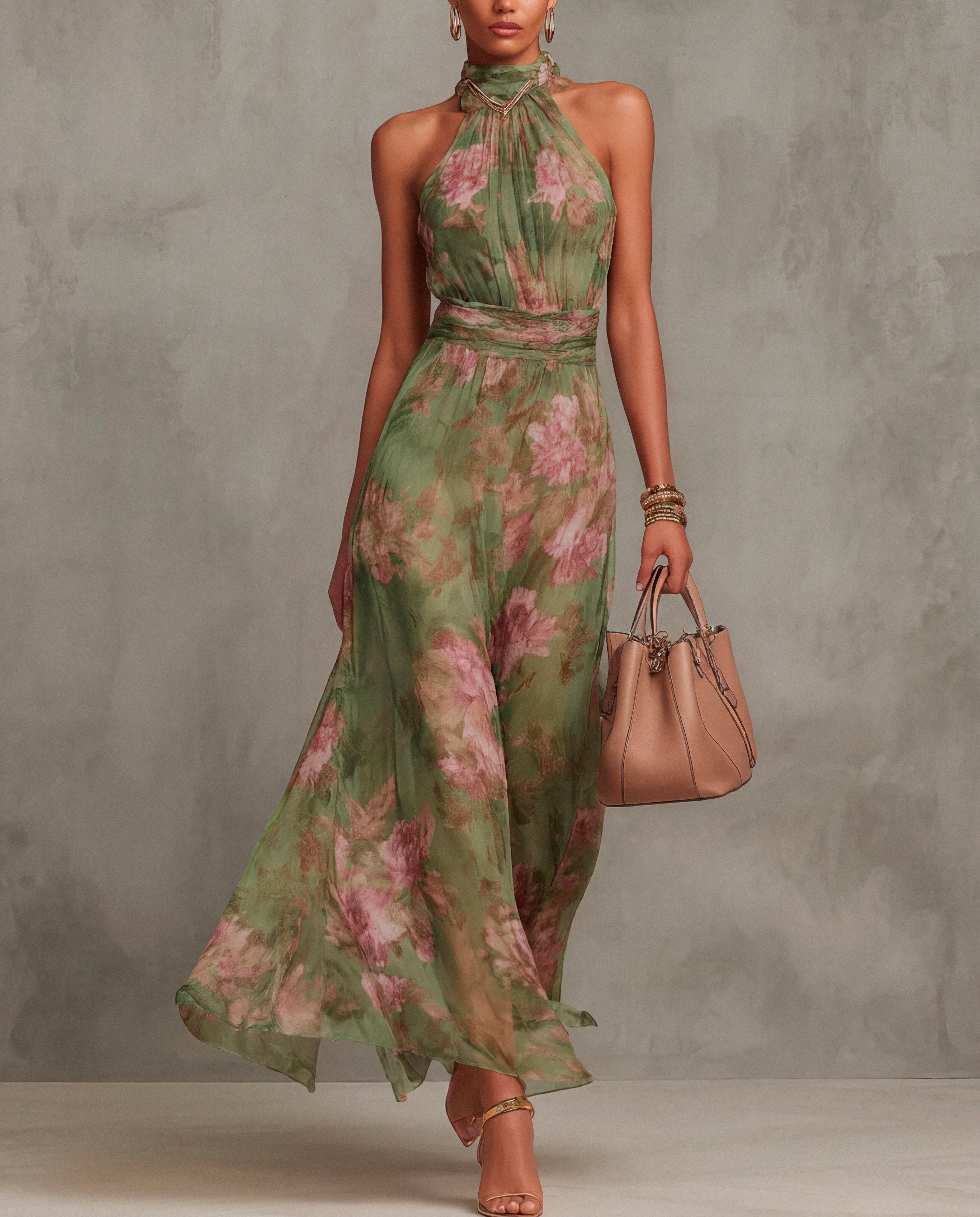 Livia - Vestido Maxi Halter Floral