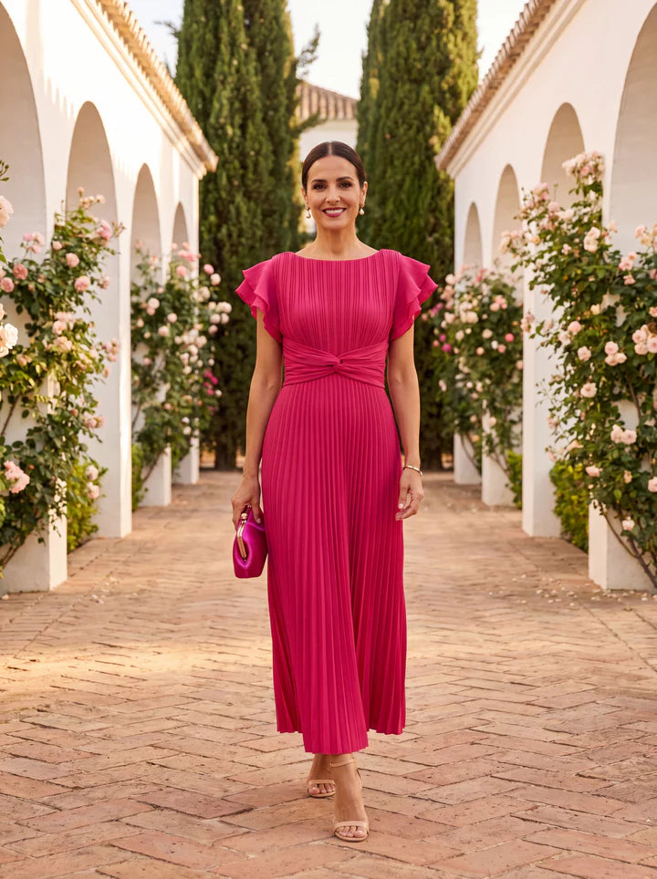 Serena - Vestido Maxi Plisado Con Cintura Anudada