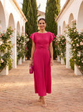 Serena - Vestido Maxi Plisado Con Cintura Anudada