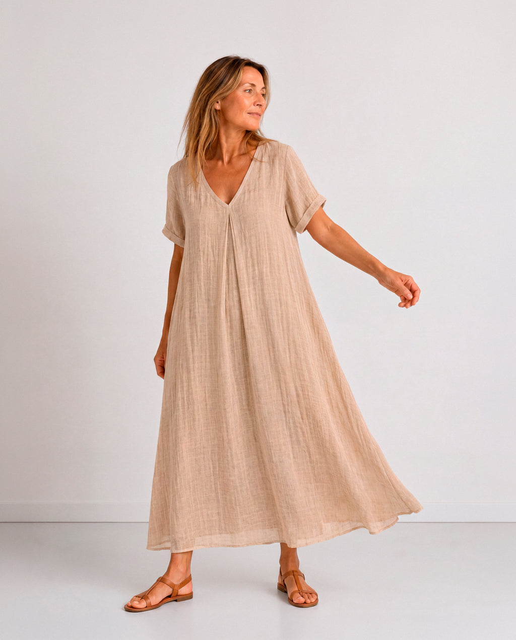 Sabela - Vestido Largo Fluido Verde