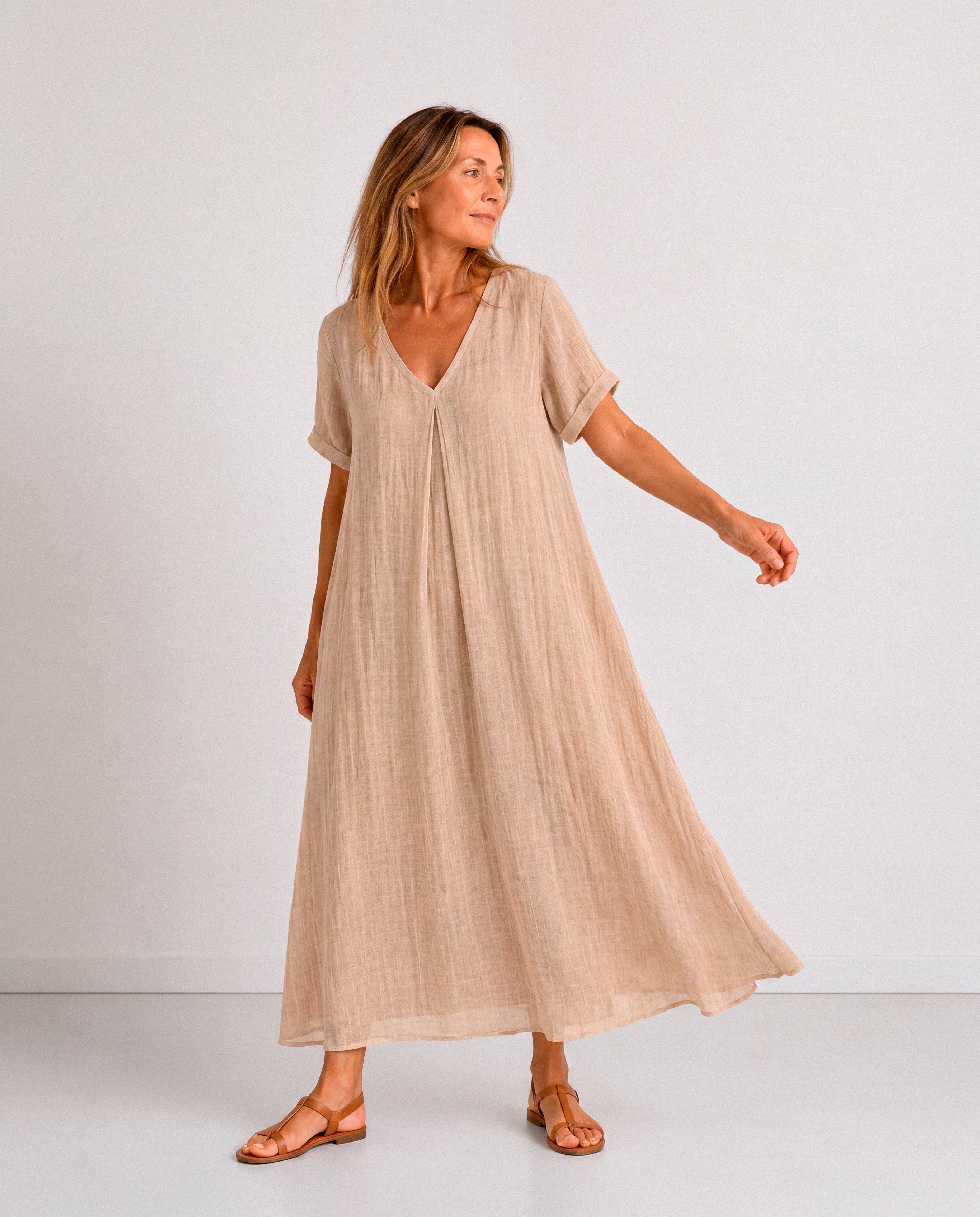 Sabela - Vestido Largo Fluido Verde