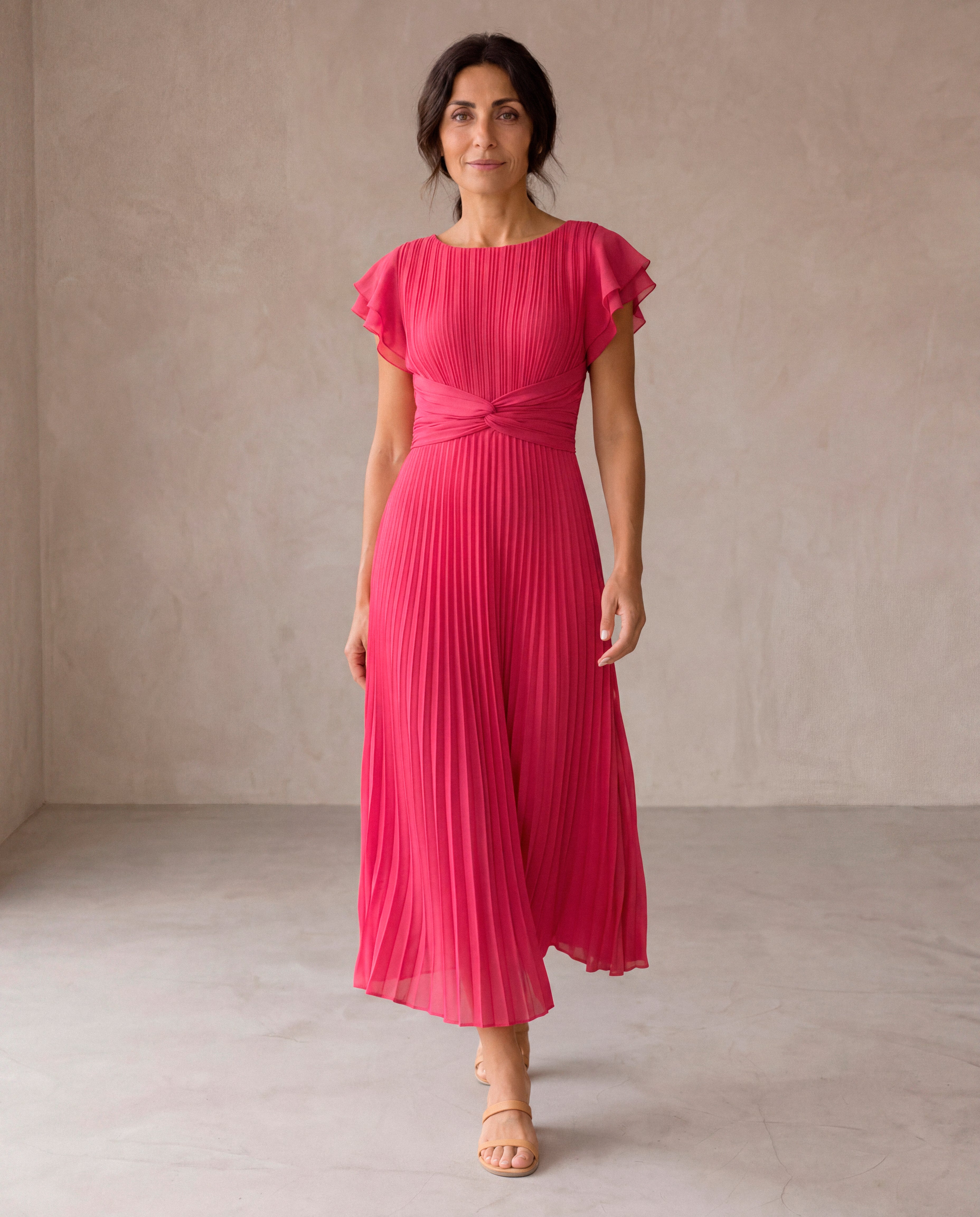 Serena - Vestido Maxi Plisado Con Cintura Anudada