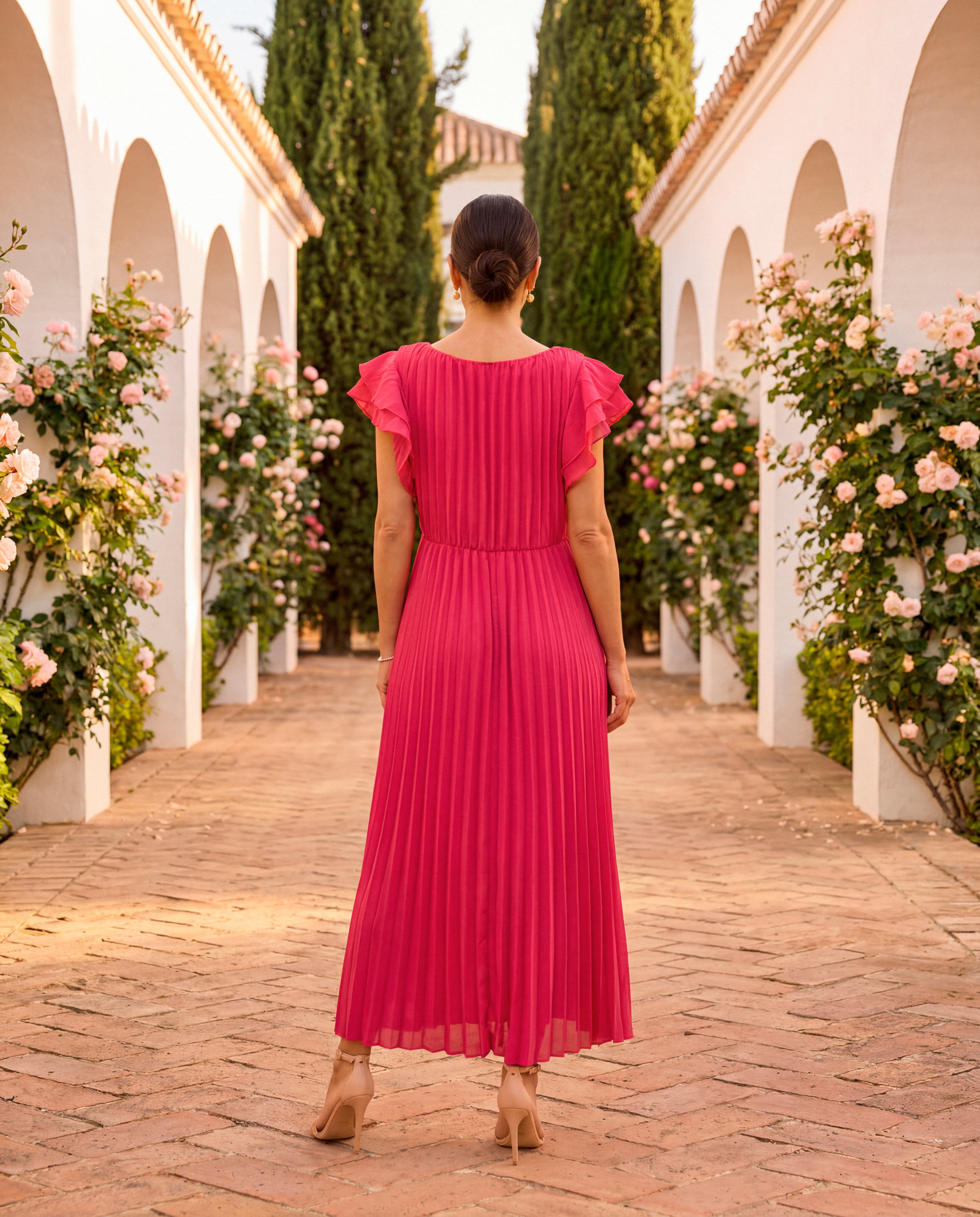 Serena - Vestido Maxi Plisado Con Cintura Anudada