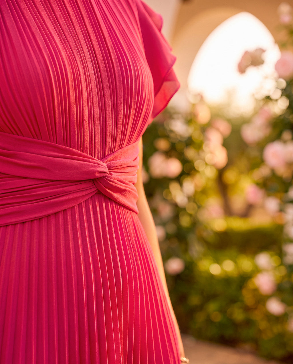 Serena - Vestido Maxi Plisado Con Cintura Anudada