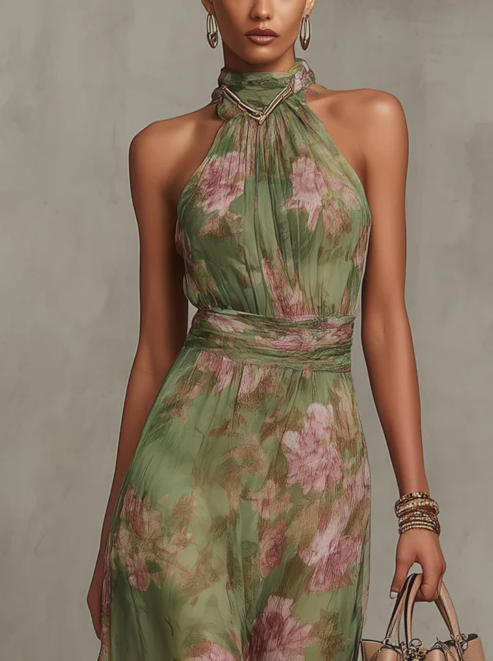 Livia - Vestido Maxi Halter Floral