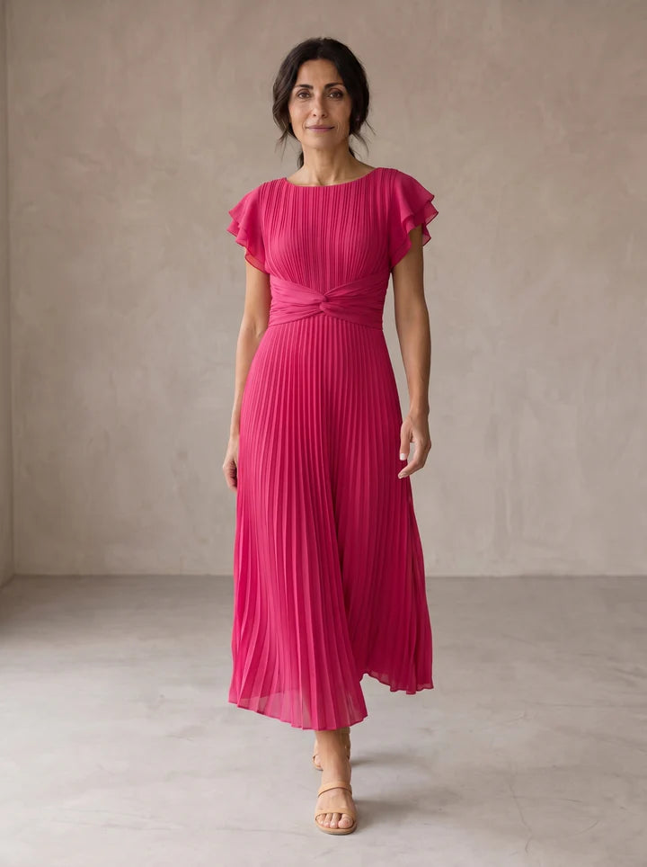Serena - Vestido Maxi Plisado Con Cintura Anudada